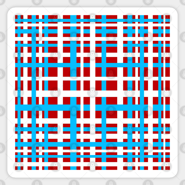 Interlocking Stripes White Red Light Blue Sticker by BlakCircleGirl